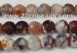 CAG5667 15 inches 6mm faceted round fire crackle agate beads