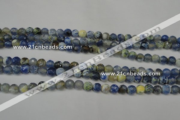 CAG5669 15 inches 6mm faceted round fire crackle agate beads