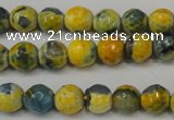 CAG5673 15 inches 6mm faceted round fire crackle agate beads