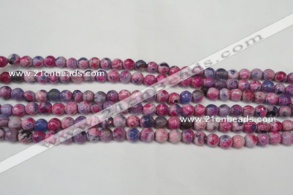 CAG5674 15 inches 6mm faceted round fire crackle agate beads