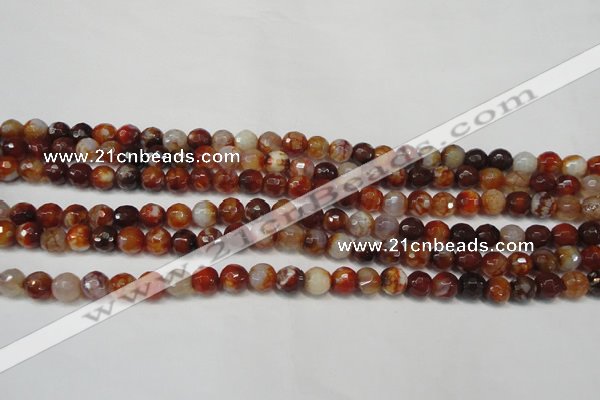 CAG5675 15 inches 6mm faceted round fire crackle agate beads