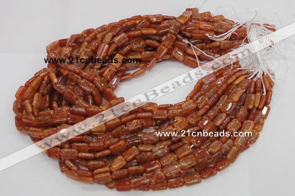 CAG568 15.5 inches 8*10mm rectangle natural fire agate beads