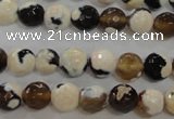CAG5681 15 inches 8mm faceted round fire crackle agate beads