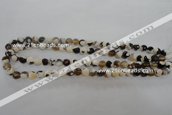 CAG5681 15 inches 8mm faceted round fire crackle agate beads