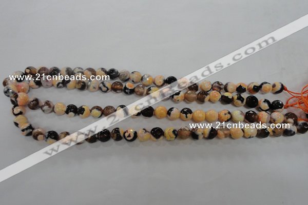 CAG5682 15 inches 8mm faceted round fire crackle agate beads