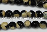 CAG5683 15 inches 8mm faceted round fire crackle agate beads