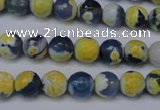 CAG5688 15 inches 8mm faceted round fire crackle agate beads