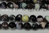 CAG5689 15 inches 8mm faceted round fire crackle agate beads