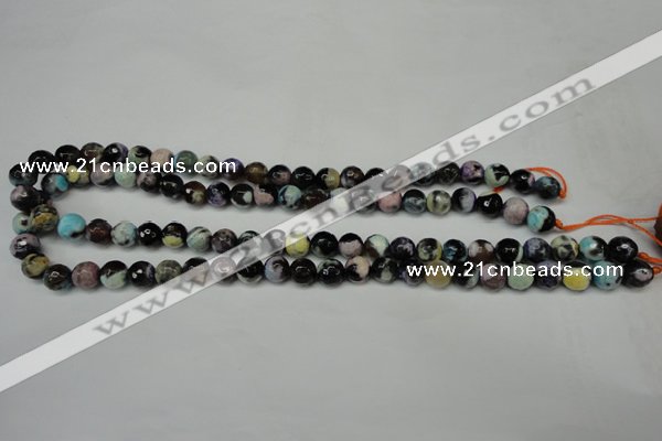 CAG5689 15 inches 8mm faceted round fire crackle agate beads