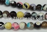 CAG5690 15 inches 8mm faceted round fire crackle agate beads