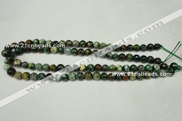 CAG5696 15 inches 8mm faceted round fire crackle agate beads