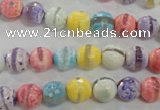 CAG5706 15 inches 8mm faceted round tibetan agate beads wholesale