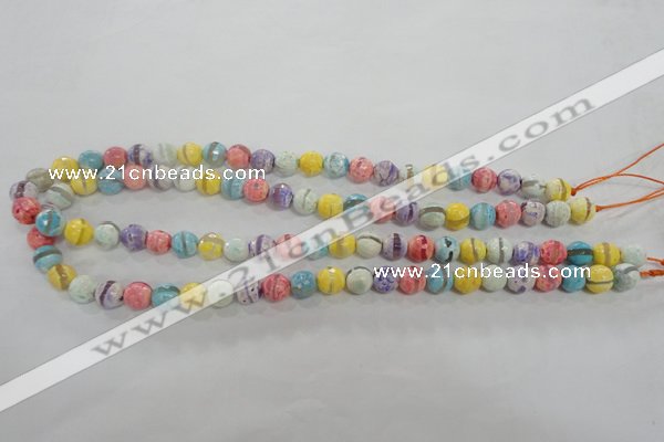 CAG5706 15 inches 8mm faceted round tibetan agate beads wholesale