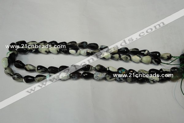 CAG5710 15 inches 8*12mm faceted teardrop fire crackle agate beads