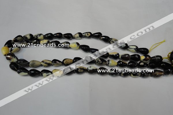 CAG5712 15 inches 8*12mm faceted teardrop fire crackle agate beads