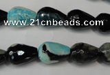 CAG5717 15 inches 10*14mm faceted teardrop fire crackle agate beads