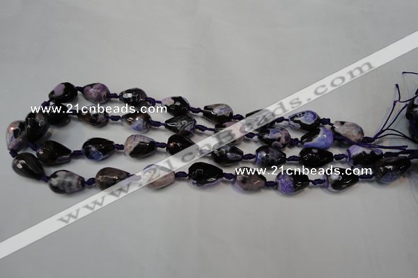 CAG5720 15 inches 12*16mm faceted teardrop fire crackle agate beads