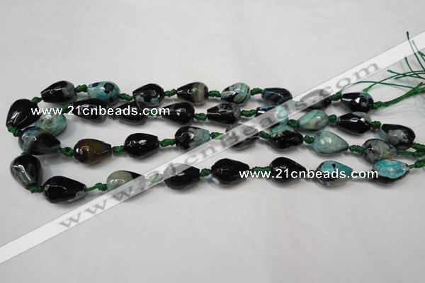 CAG5722 15 inches 12*16mm faceted teardrop fire crackle agate beads