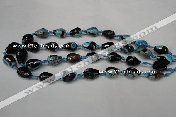 CAG5723 15 inches 12*16mm faceted teardrop fire crackle agate beads