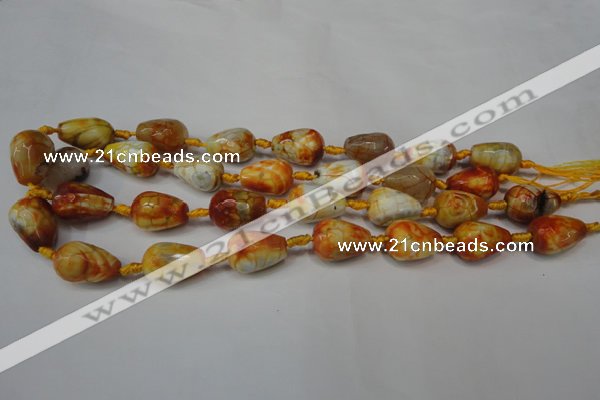 CAG5726 15 inches 13*18mm faceted teardrop fire crackle agate beads