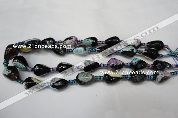 CAG5727 15 inches 13*18mm faceted teardrop fire crackle agate beads