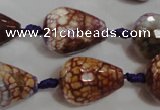 CAG5732 15 inches 15*20mm faceted teardrop fire crackle agate beads