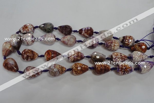 CAG5732 15 inches 15*20mm faceted teardrop fire crackle agate beads