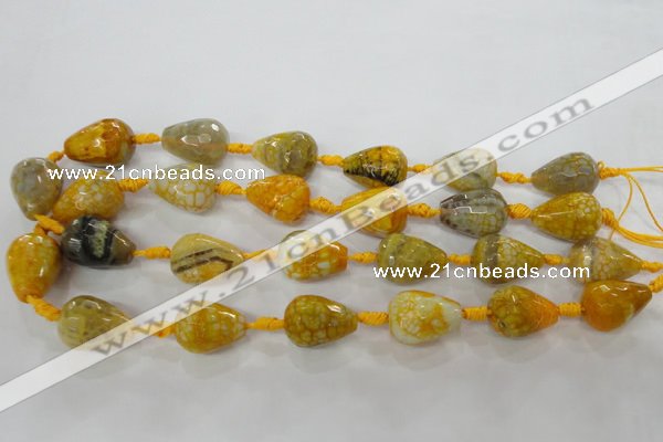 CAG5733 15 inches 15*20mm faceted teardrop fire crackle agate beads