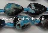 CAG5745 15 inches 15*20mm faceted teardrop fire crackle agate beads