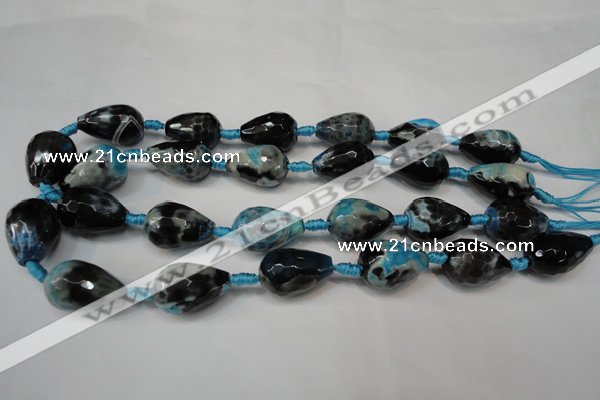 CAG5745 15 inches 15*20mm faceted teardrop fire crackle agate beads