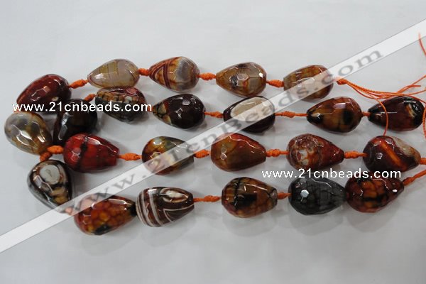 CAG5748 15 inches 18*25mm faceted teardrop fire crackle agate beads