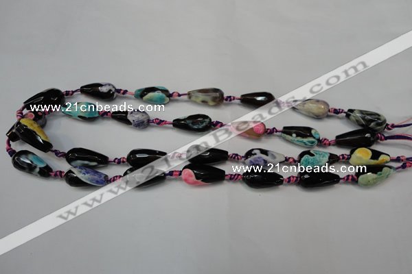 CAG5757 15 inches 10*20mm faceted teardrop fire crackle agate beads