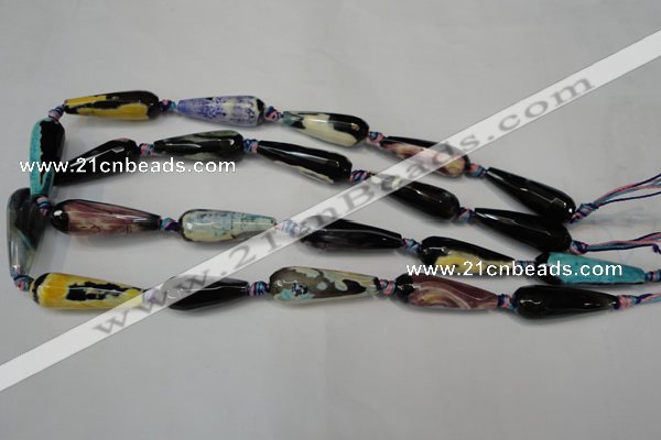 CAG5759 15 inches 10*30mm faceted teardrop fire crackle agate beads