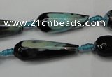 CAG5760 15 inches 10*30mm faceted teardrop fire crackle agate beads
