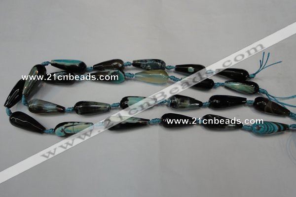 CAG5760 15 inches 10*30mm faceted teardrop fire crackle agate beads