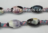 CAG5772 15 inches 8*12mm faceted rice fire crackle agate beads