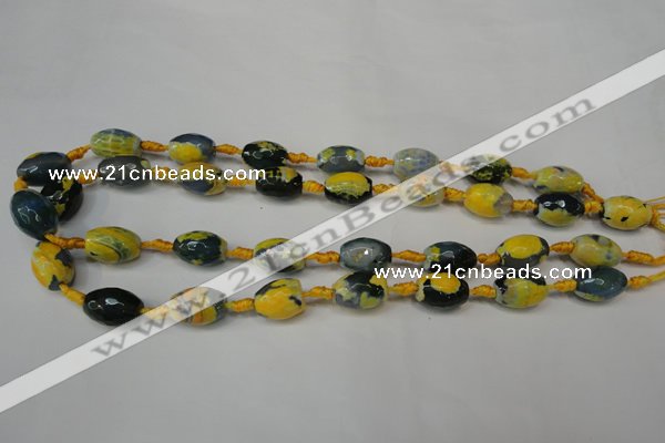 CAG5774 15 inches 10*14mm faceted rice fire crackle agate beads