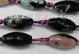 CAG5777 15 inches 10*20mm faceted rice fire crackle agate beads