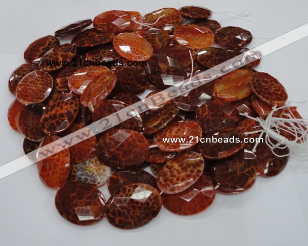 CAG578 15.5 inches 30*40mm faceted oval natural fire agate beads