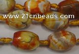 CAG5780 15 inches 12*16mm faceted rice fire crackle agate beads