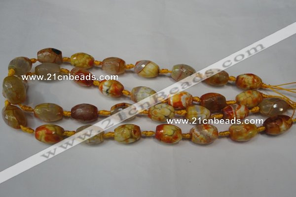 CAG5780 15 inches 12*16mm faceted rice fire crackle agate beads