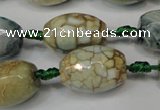 CAG5788 15 inches 13*18mm faceted rice fire crackle agate beads