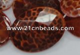 CAG579 15.5 inches 40*50mm faceted oval natural fire agate beads