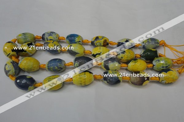 CAG5800 15 inches 15*20mm faceted rice fire crackle agate beads