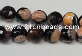 CAG5808 15 inches 10mm faceted round fire crackle agate beads