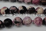 CAG5809 15 inches 10mm faceted round fire crackle agate beads