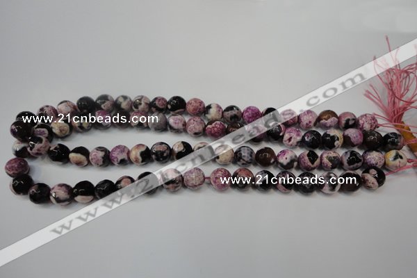 CAG5809 15 inches 10mm faceted round fire crackle agate beads