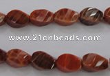 CAG581 15.5 inches 8*12mm faceted & twisted rice natural fire agate beads