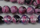 CAG5810 15 inches 10mm faceted round fire crackle agate beads