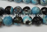 CAG5812 15 inches 10mm faceted round fire crackle agate beads